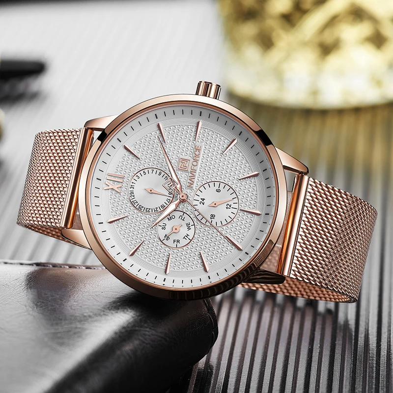 Tanie NAVIFORCE Top marka zegarki luksusowe mężczyźni ze stali nierdzewnej ultra cienkie zegarki męskie data zegar kwarcowy sport zegarek Relogio Masculino