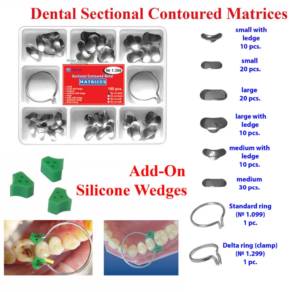 Для выведения токсинов, 40 шт добавить на танкетке+ 100 шт./компл. стоматологический секционные Контурные матрицы матричное кольцо Delta
