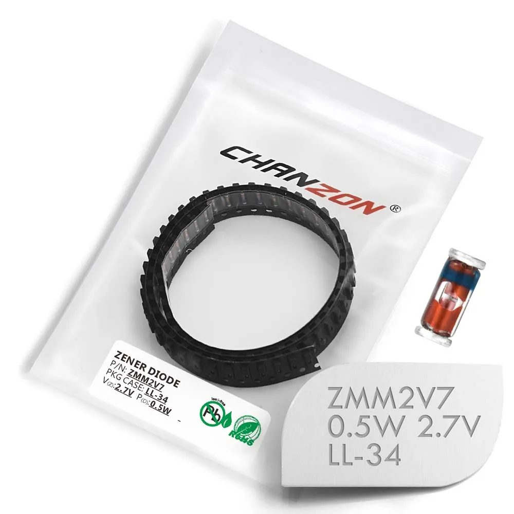 (100 шт.) Диод Зенера SMD 0 5 Вт 2 7 в ZMM2V7 LL-34 (SOD-80 MiniMELF / 1206) вольт ZMM 2V7 | Электронные
