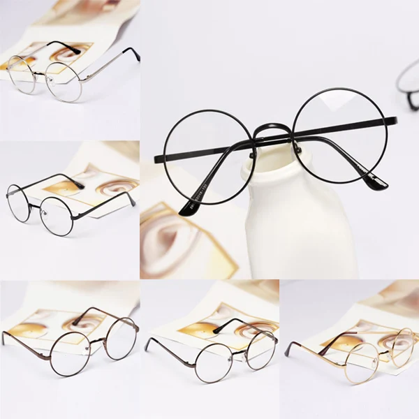 

Retro Unisex Women Men Metal Frame Round Clear Lens Glasses Nerd Spectacles Eyeglass 5 Colors