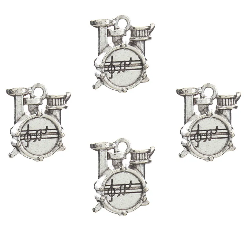 

Yishan 10 pcs/lot Antique Silver Musical Instrument Charms Drum Jewelry Accessories Fit Diy Music Bracelet Necklaces EY4568
