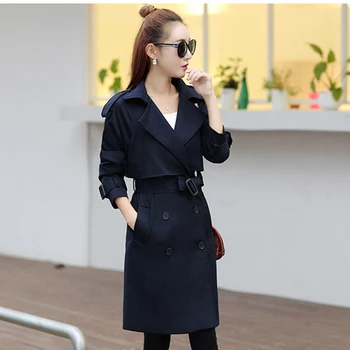 

Spring Autumn Women Windbreaker 2020 New Casual Medium Long Solid Color Temperament Long Sleeve Women Windbreaker Jacket NUW134