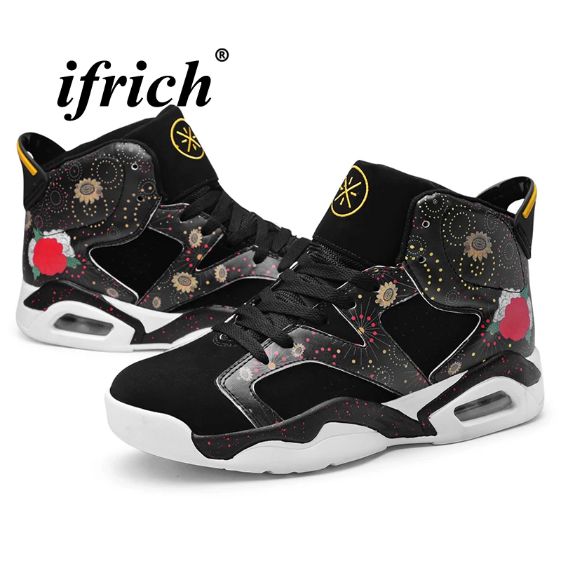 

Man Air Basketball Shoes Spring Autumn Fitness Male Sneakers Black White Mens Basketball Court Shoes High Top Sneakers For Men