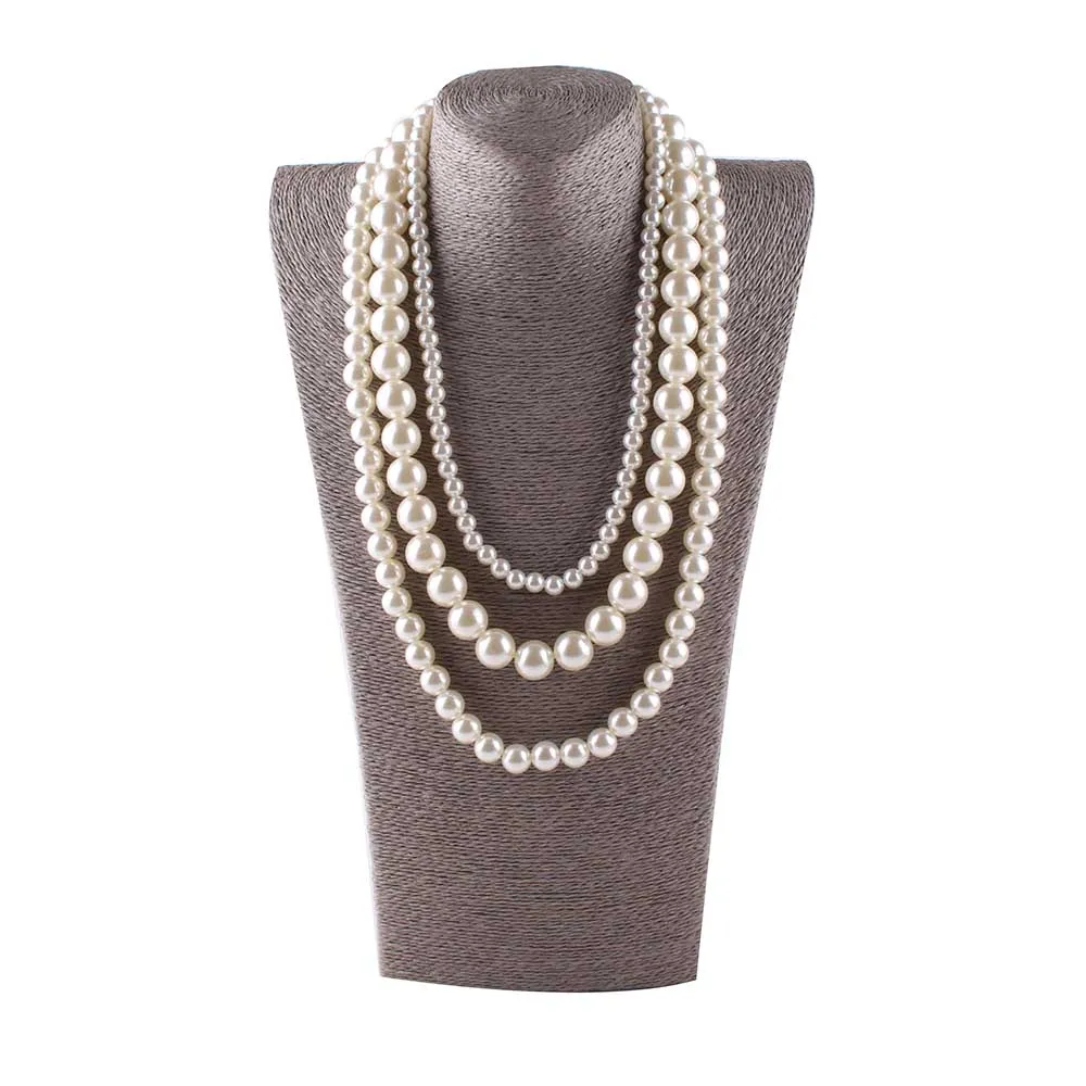 JIOFREE, большое ожерелье из искусственного жемчуга, многослойное ожерелье, популярное женское богемное ожерелье, вечерние ювелирные изделия для женщин - Окраска металла: lvory 3 string