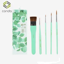Conda 5 шт. набор кистей для рисования художников с деревянной ручкой нейлоновые волосы мягкие акриловые акварельные кисти масляные рисунки круглый острый кончик