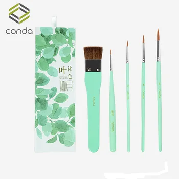 

Conda 5Pcs Artists Paint Brush Set With Wood Handle Nylon Hair Soft Acrylic Watercolor Brush Oil Drawing Round Pointed Tip