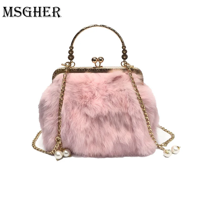 

MSGHER Luxry Faux Fur Bag Winter Women Handbags Lady Fur Shoulder Bag Clutch Handbags Party Wool Bolsos Mujer Hairy Bag WB1024