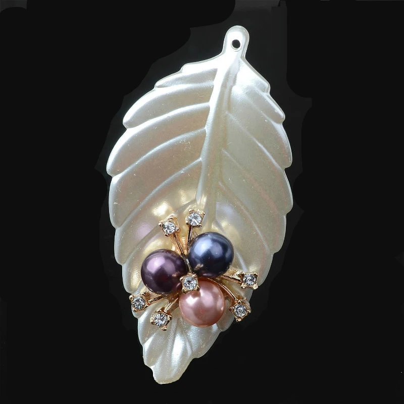 

20pcs/lot Imitation shell pearl leaf jewelry DIY alloy hair accessories metal