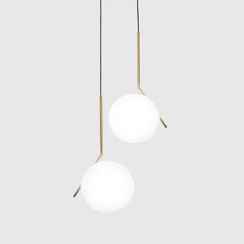 Modern LED Round Glass Ball Pendant Lights Iron E27 Pendant lamp Hanging light fixture for Living Room Bedroom Dining Room artpad nordic multi color ceiling pendant lamp two three heads e27 metal lamp shade led dining room modern pendant light fixture