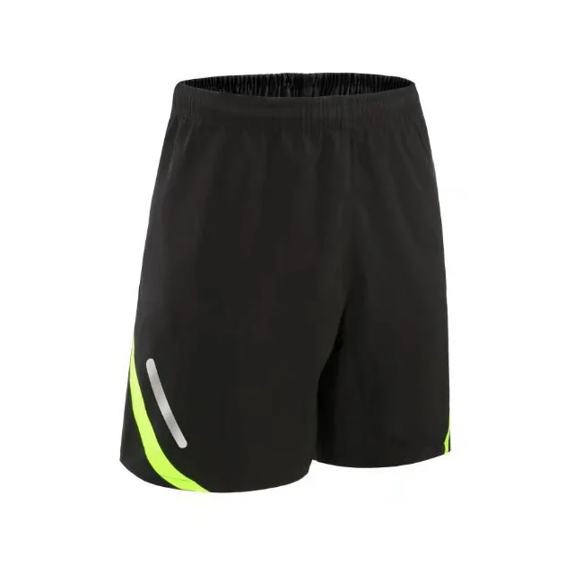 Green Black Shorts Светоотражающие бренд шорты для бега с карман на молнии быстросохнущая спорт полиэстер шорты Для мужчин бег спортивной тренажерный зал теннис - Цвет: Green Black Shorts