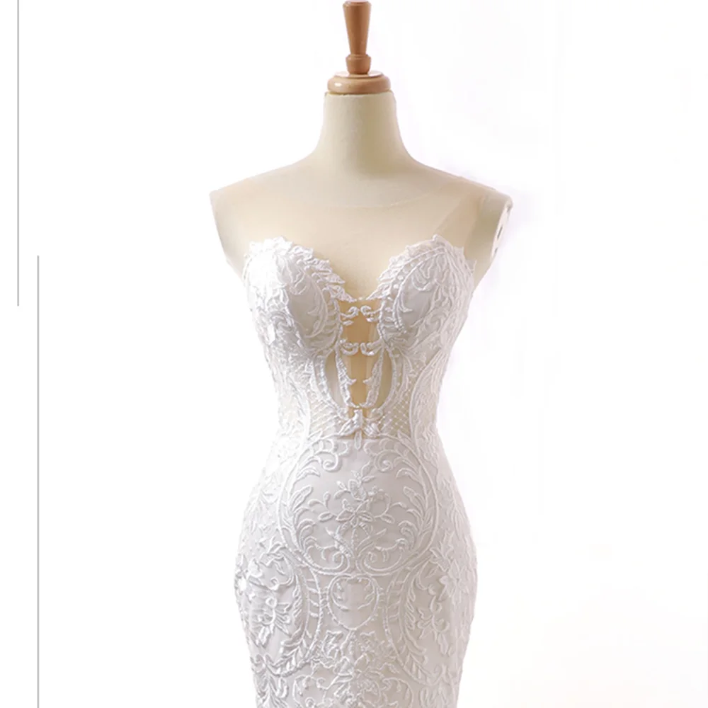 Тонкие элегантные кружевные свадебные платья Mermiad с изображением шали Vestido De Noiva Sereia открытые свадебные платья