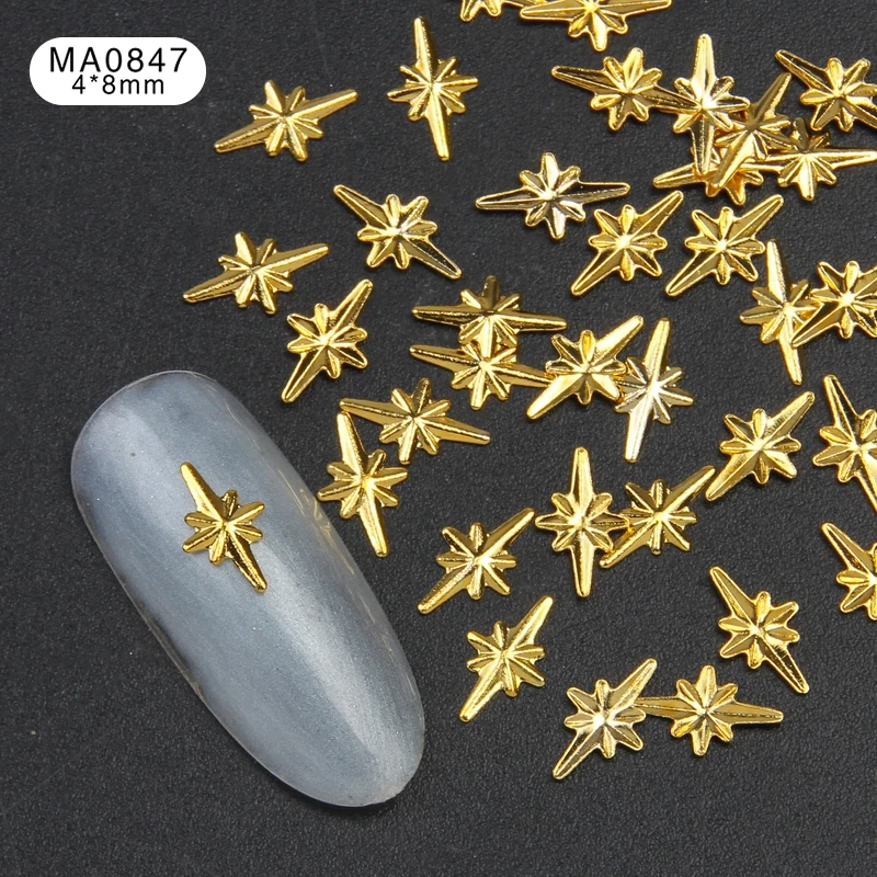 Elessical 100 шт золотые серебряные украшения для ногтей Spangle Arrow квадратная рамка блестящие украшения для ногтей шпильки для ногтей Шарм для маникюра