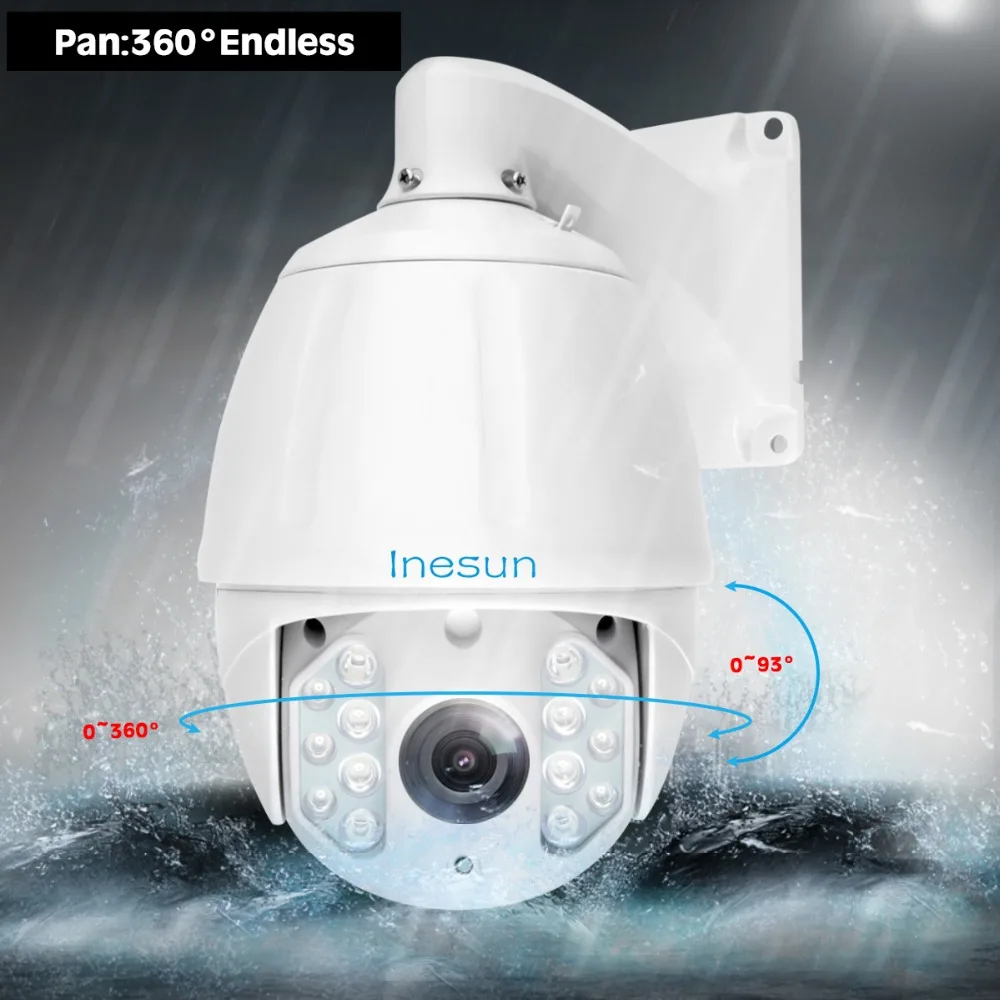 Inesun наружная высокоскоростная Купольная PTZ IP камера 5MP супер HD 2592x1944 30X оптическая