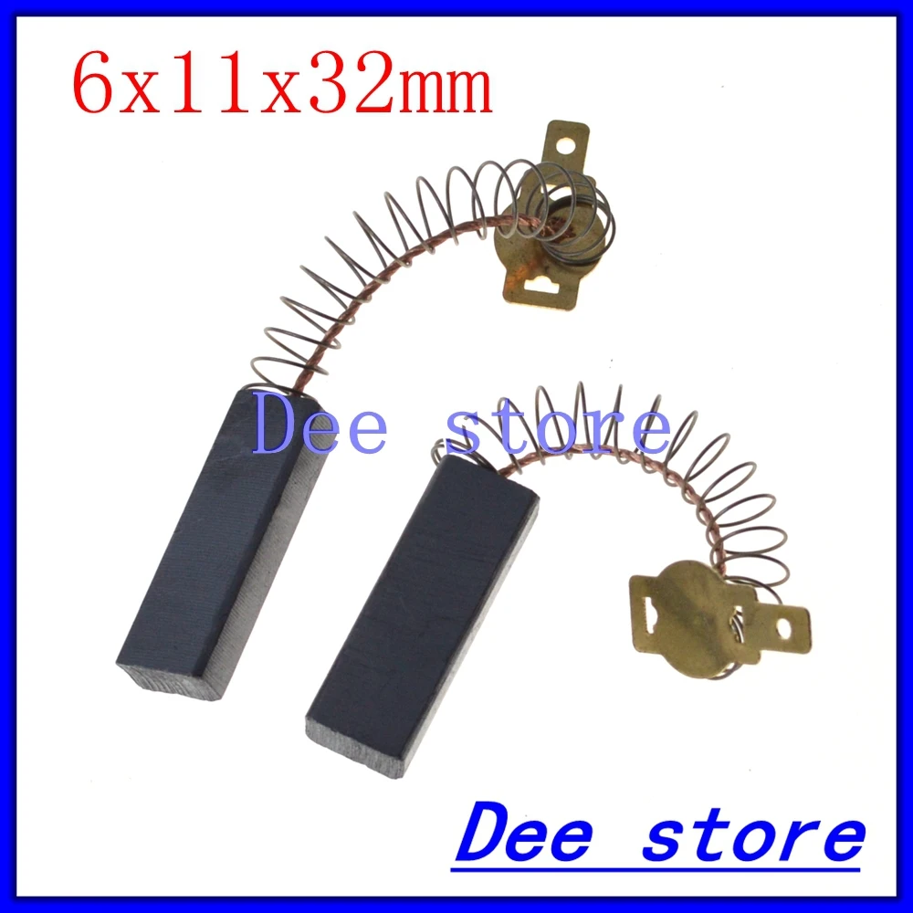 

2pcs Spring and Wires 6x11x32mm Electric Grinder Motor Carbon Brushes Power Tool 15/64"x7/16"x1.26"for Dust Collector Cleaner