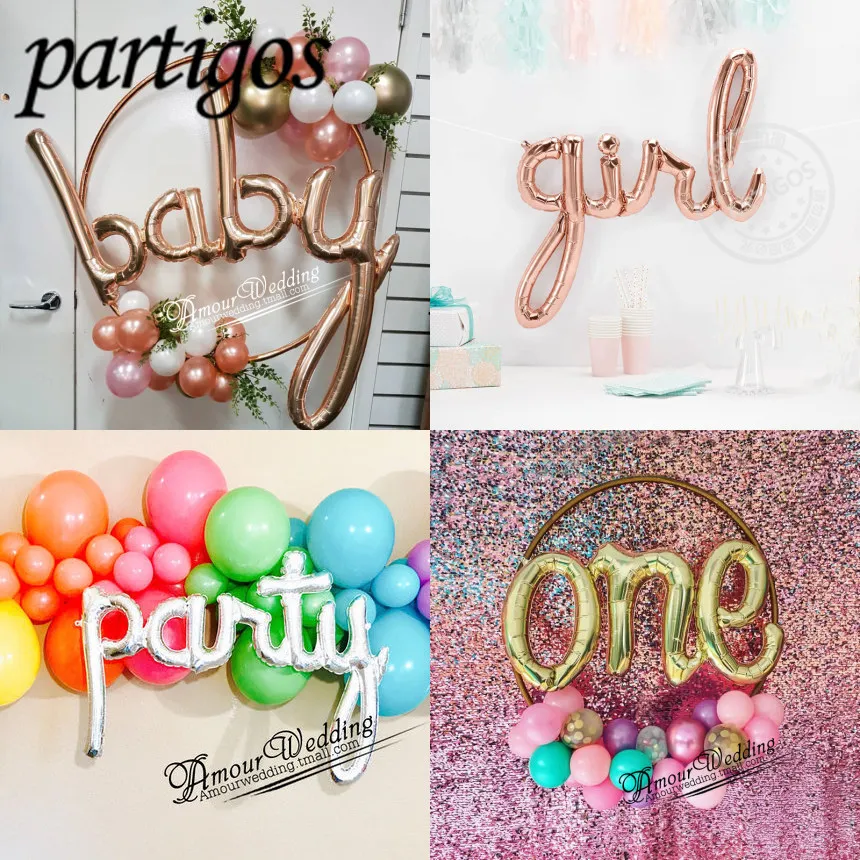 

1pcs Handwriting letters balloons foil balloon babyshower supplies birthday party decoration wedding decoration Rose Gold letter
