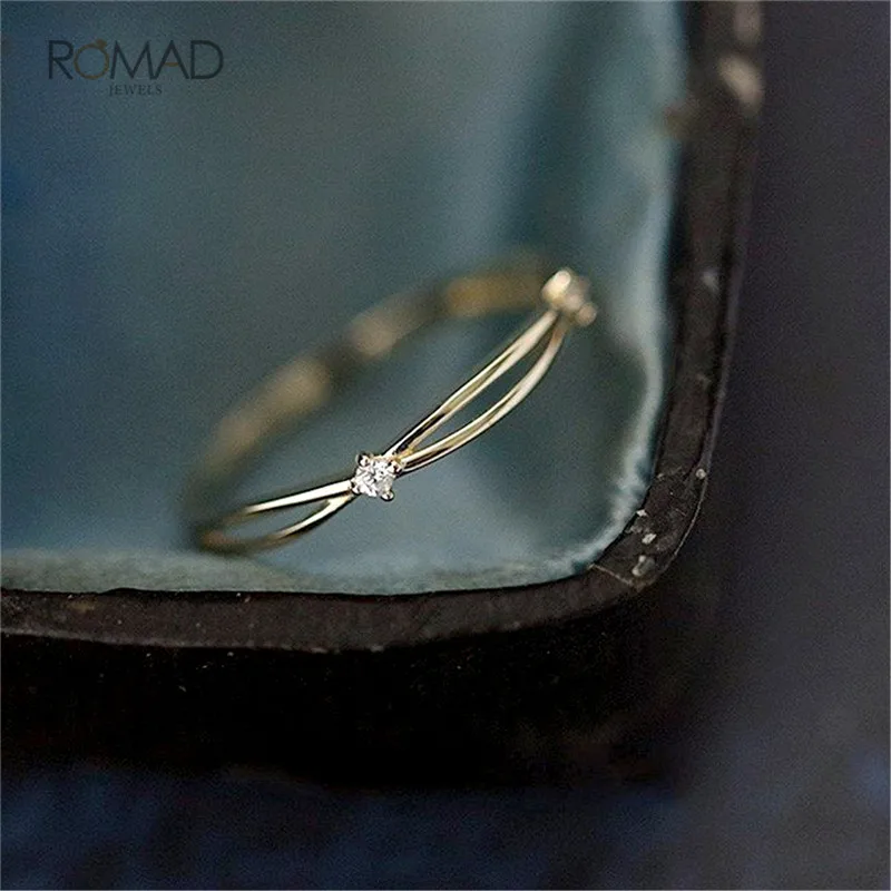

2019 New Cubic Zirconia Thin Rings For Woman Elegant Gold Color Stacking Wedding Ring Jewelry