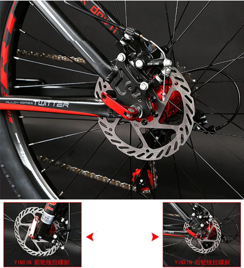 Flash Deal TWITTER 26 inch 21 Speed Mountain Bike Double Disc Brakes MTB Bike Student Bicycle 12