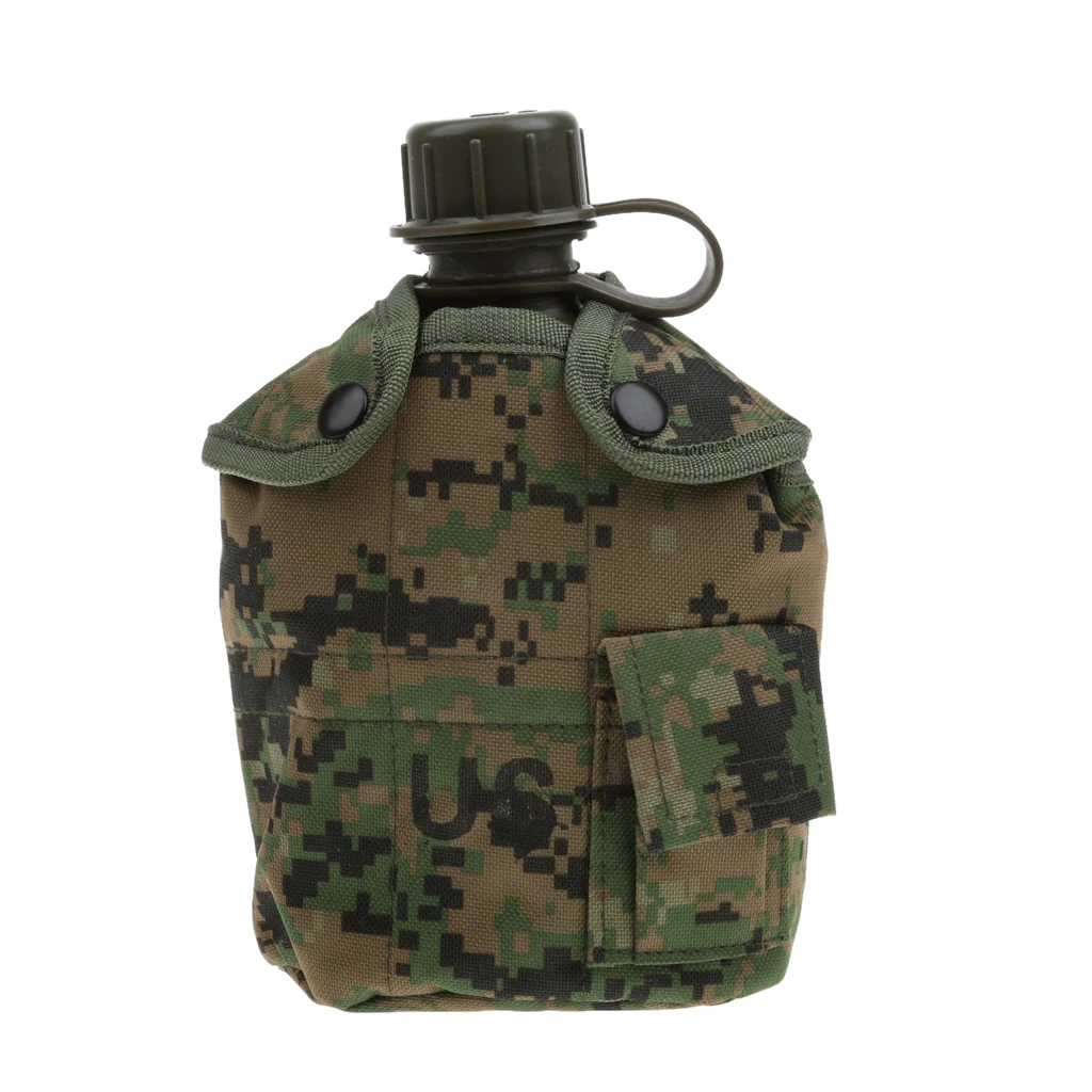 1L Outdoor Camping Hiking Camo Army Military Water Bottle Canteen & Cover & Cup for Cycling Bike
