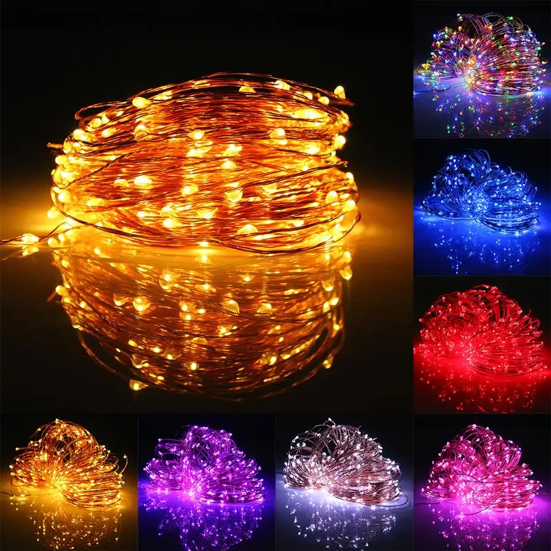 Солнечные гирлянды 100LED 150LED 200LED медная проволока открытый Сказочный свет для