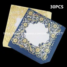 Laser Cut 30 Pcs 15*15 cm Inviti di Nozze Carte Per La Cerimonia Nuziale Del Bambino Doccia Per Bambini Di Compleanno Decorazione Del Partito di Festa forniture 5Z(China)