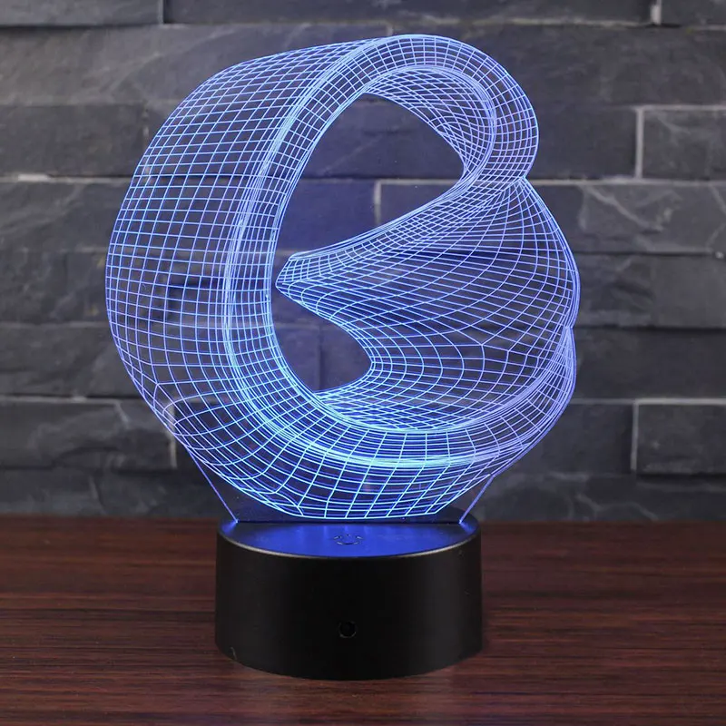 Абстрактная тема annulus 3D светодиодный лампа светодиодный ночник 7 цветов Изменение сенсорного настроения лампа Рождественский подарок