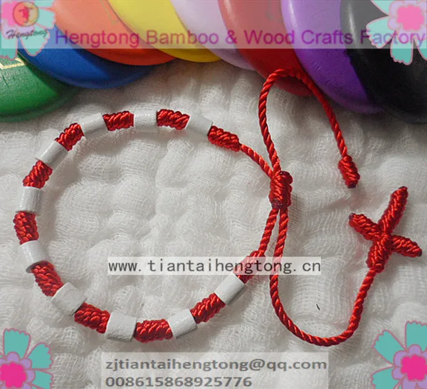 Красный шнур белый цвет искусственный плетеные браслеты|red rope bracelet|bead braceletwooden bead