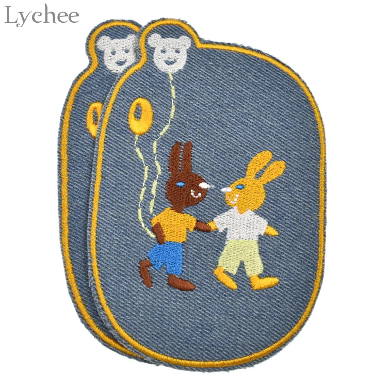Lychee 2pcs Cute Cartoon Animal Jeans Iron On Patches Repair Knee Denim Sew On Patches Clothing Sewing Craft DIY Accessories Lychee 2pcs Cute Cartoon Animal Jeans Iron On Patches Repair Knee Denim Sew On Patches Clothing Sewing Craft DIY Accessories