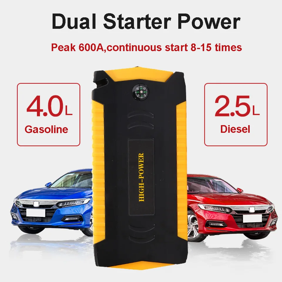 Universal Jump Starter Real 18000mAh Emergency Power Bank 12V 4USB 600A Car Battery Jump Starter Booster Vehicle Starting Device