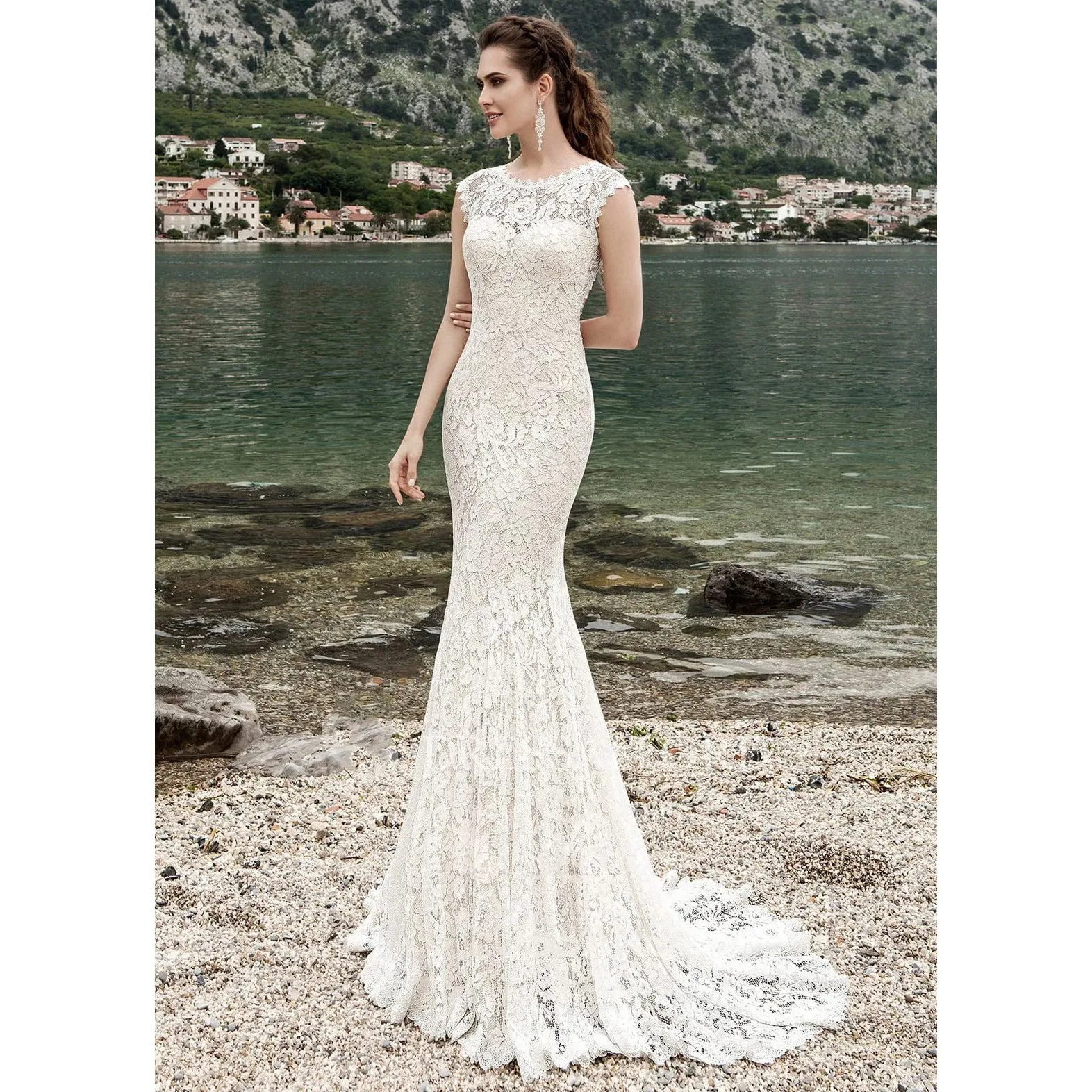 

2019 Elegant Lace Mermaid Wedding Dress Sleeveless Hollow Backless Bridal Dresses For Ceremony robe de vestido de novia