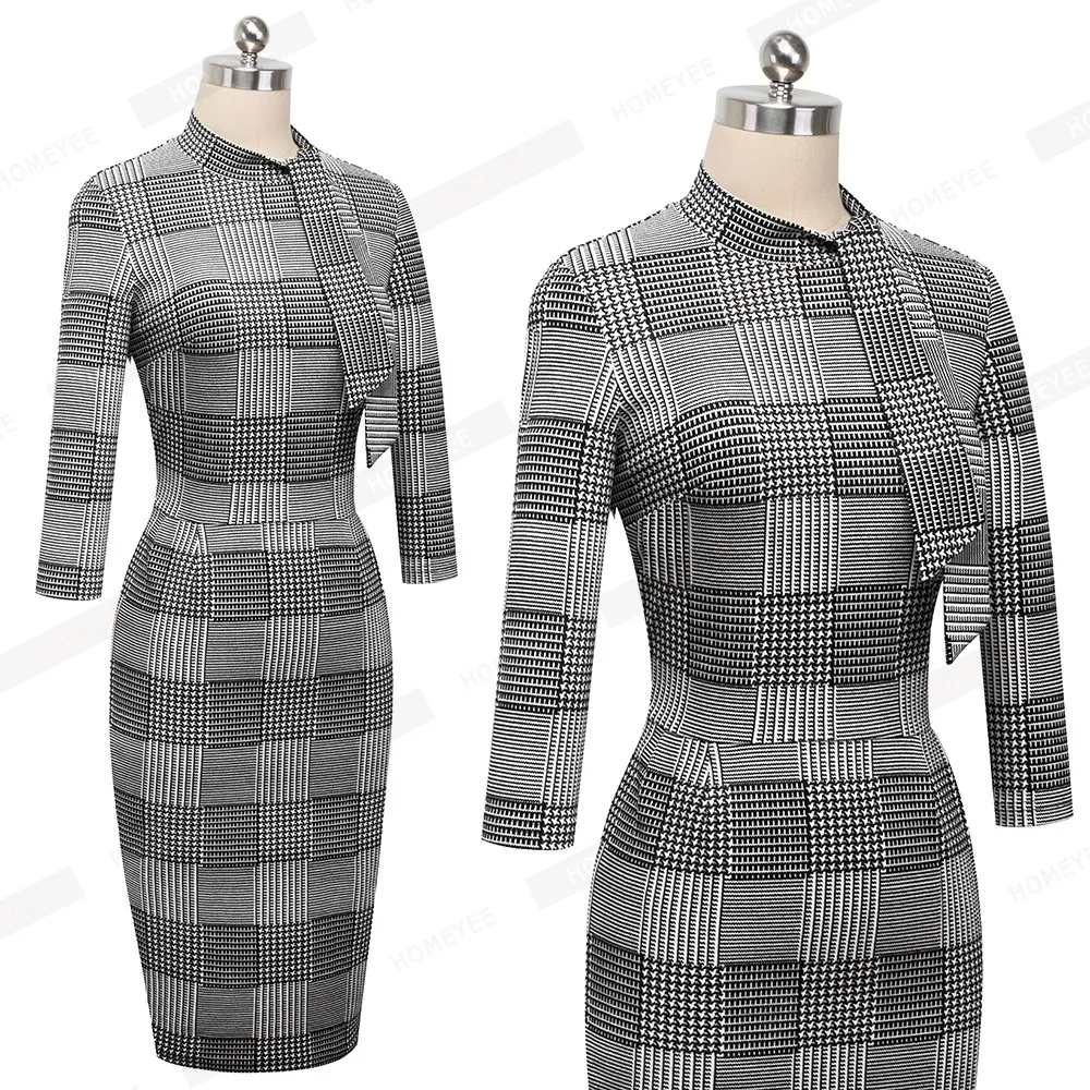 Vintage Women Elegant 1950s Retro Rockabilly Front Tie Party Formal Business Work Bodycon Sheath Pencil Dress EB528