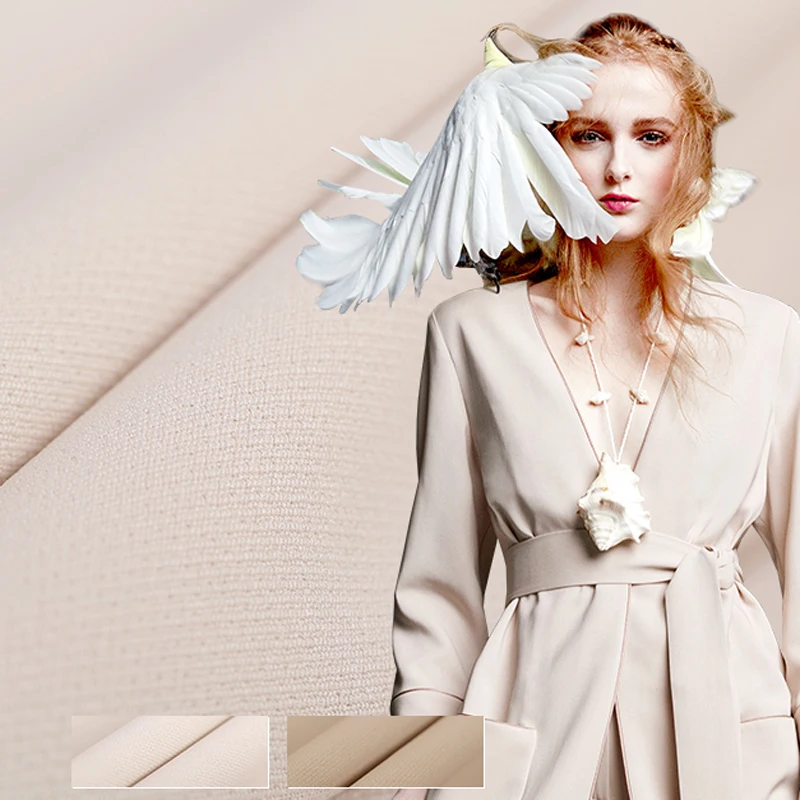 

145CM Wide 380G/M Weight Beige Coffee Color Solid Color Triacetate Polyester Fabric for Autumn Spring Dress Coat Jacket E670