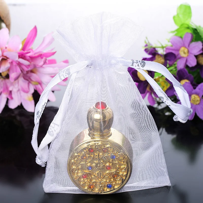 

3ml Round Gold Retro Metal and Glass Empty Women Perfume Bottle Container Refillable Essential Oil Bottle Portable Lady Gift