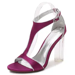 Сладкий блок толщиной 10 см каблук атласная Леди вечернее платье обувь летние сандалии Т-образным ремешком пикантные женские туфли на