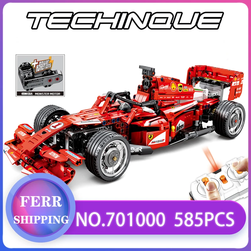 

701000 technic F1 racing car Compatible MOC legoinglys Remote Control RC Electric speed model building blocks toy gifts 585Pcs