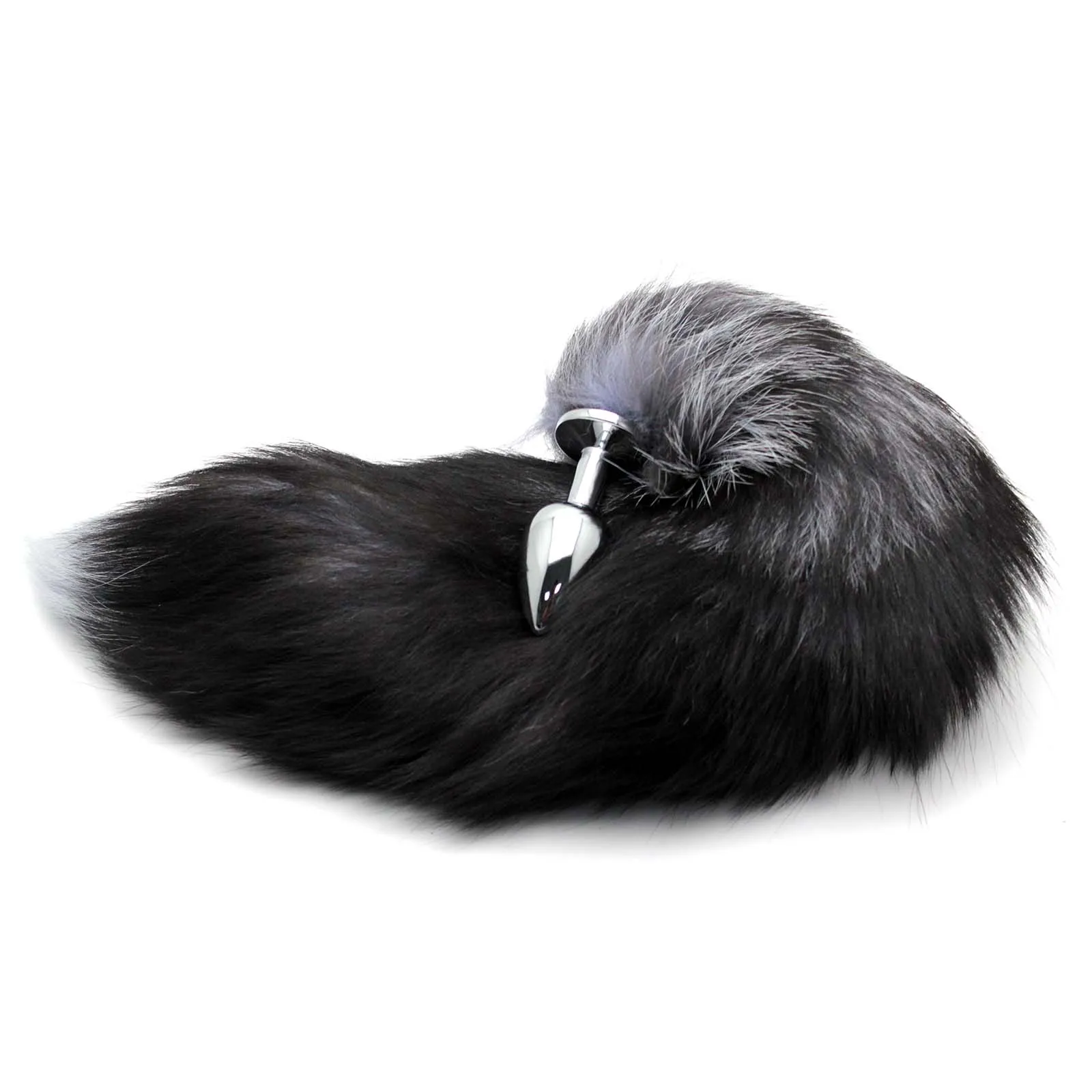 Gags e Câmera Escondida aço inoxidável falso rabo de Dimensões : Fox Tail Comprimento About 43.5cm