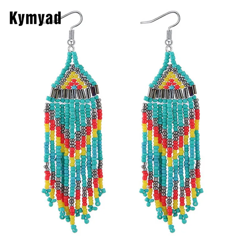 

Kymyad Bohemian Earring Handmade Beads Earrings for Women Tassel Chain Drop Earrings Bijoux Long New Earings Fashion Jewelry
