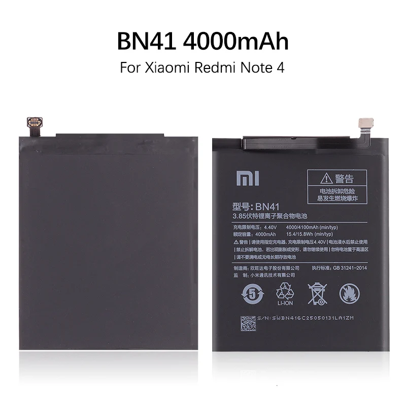 BN41 4100mAh для XIAOMI Redmi Note 4 Аккумулятор Redmi Note 4X Pro Аккумулятор MTK Mediatek X20 BN41