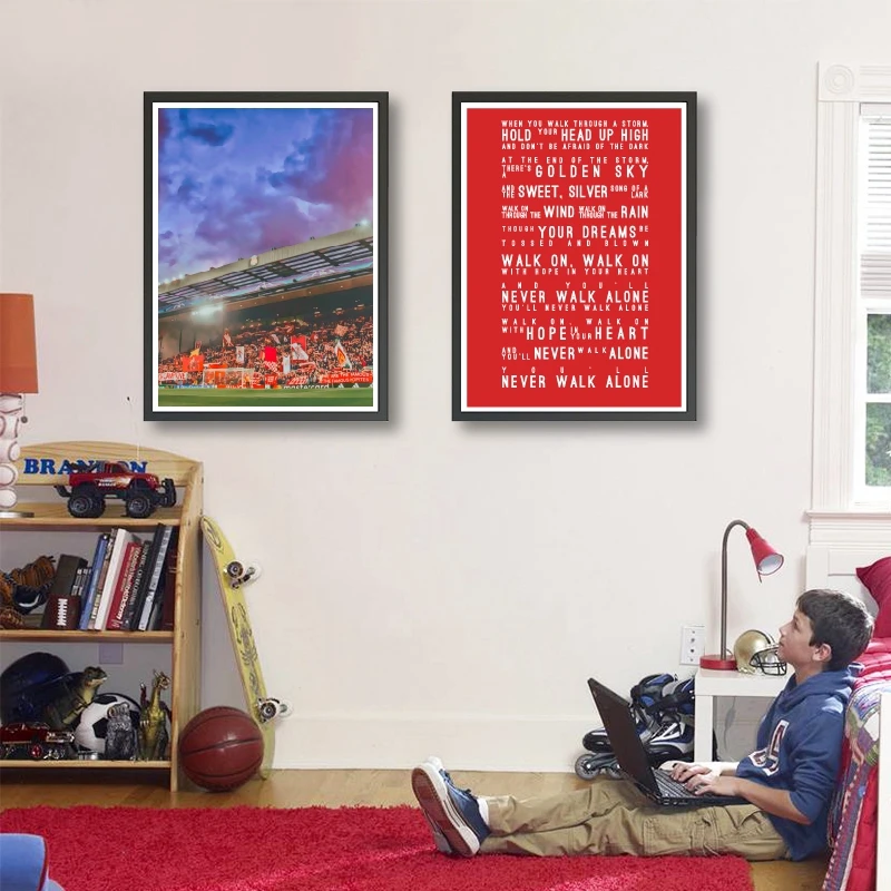 liverpool F.C framed  you'll  never  walk alone canvas wall art Red sky 