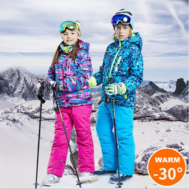 

Outdoors Waterproof Windroof Ski Suit Ski Jacket and Pants Kids Snowboarding Suits Children Snowboard Coat and Trousers Snow
