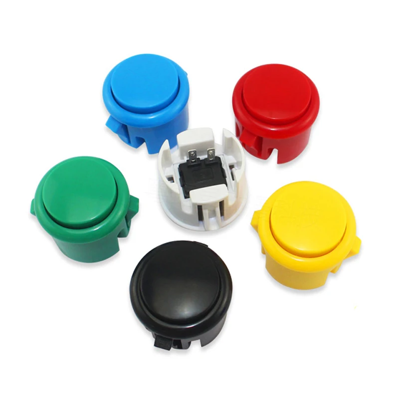 

10pcs/lots 30mm Arcade Button Round Push Button Built-in Small Micro Switch For DIY Arcade fighting game kit Controller
