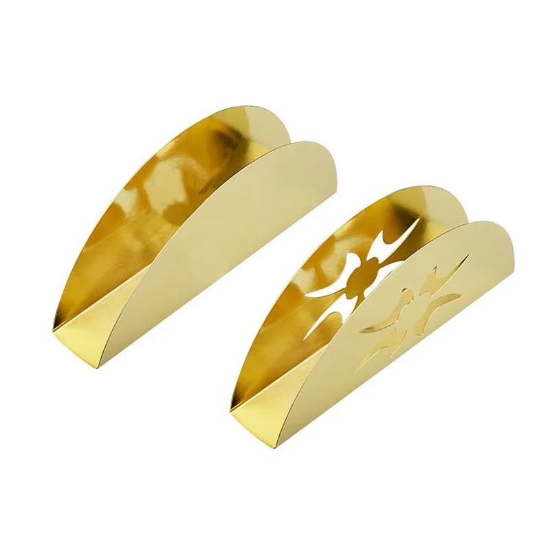 

Hollow-Out Design gold silver stainless steel Napkin Rack tissue towel Tissue Holder Case for weddings Banquet Restaurant Table