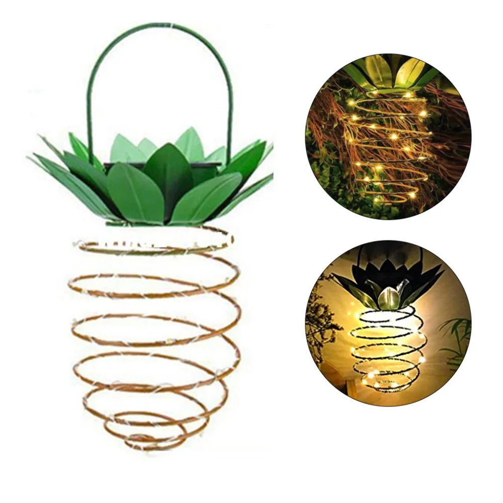 Солнечный садовый светильник форма ананаса открытый подвесной солнечный светильник водонепроницаемый настенный светильник Фея ночные светильники железная проволока искусство домашний декор