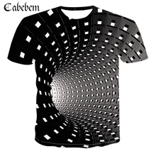 3D Черно-белая гипнотическая футболка с рисунком Новая летняя Мужская модная футболка с короткими рукавами Мужская Повседневная рубашка harajuku