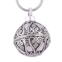 Retro Ball Cremation Ashes Necklace Jewelry Memorial Keepsake Ashes Urn Pendant 1