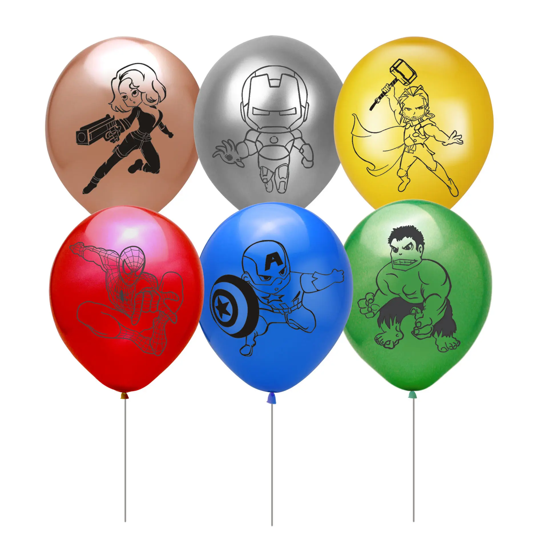 

10pcs/set Superhero Latex Balloons Party Decorations Hulk Captain America Iron Man Spider man Thor black widow Ballon kids Toys