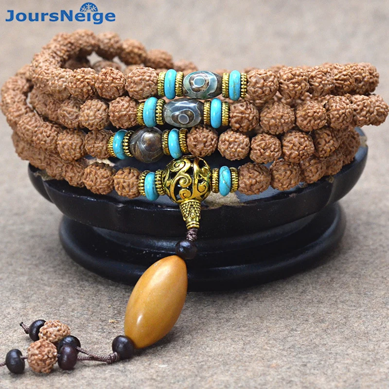 

Wholesale Tibetan KingKong Bodhi Bracelets 108 Rosary Buddha Beads With Olive Bead Necklace Prayer Wood Japa mala JoursNeige