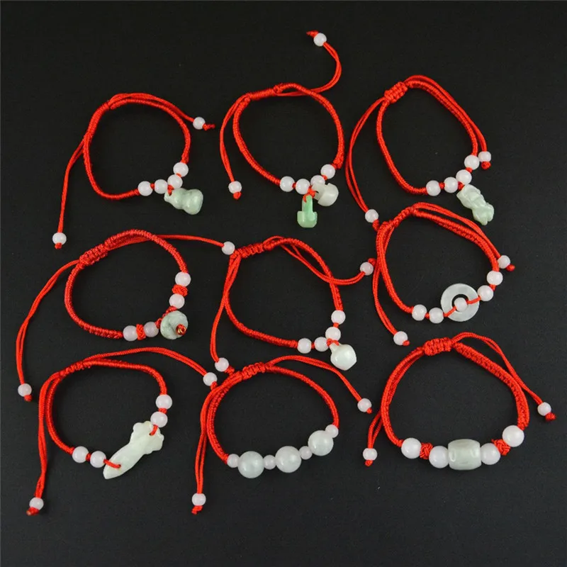 Buy 1pcs Chinese Oriental Green With Beads Red String