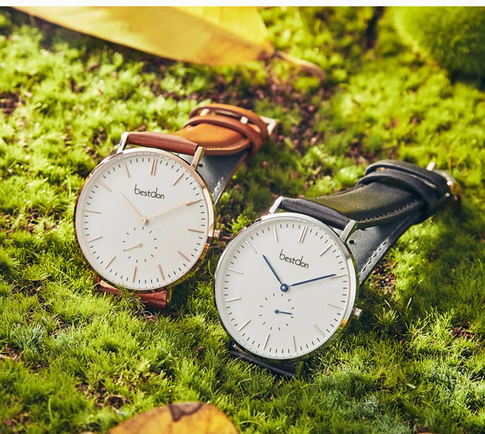 Bestdon для мужчин кварцевые часы Ultra Slim женщин наручные водостойкие японский двигаться t пара кожаный ремешок лучший бренд класса люкс 2019