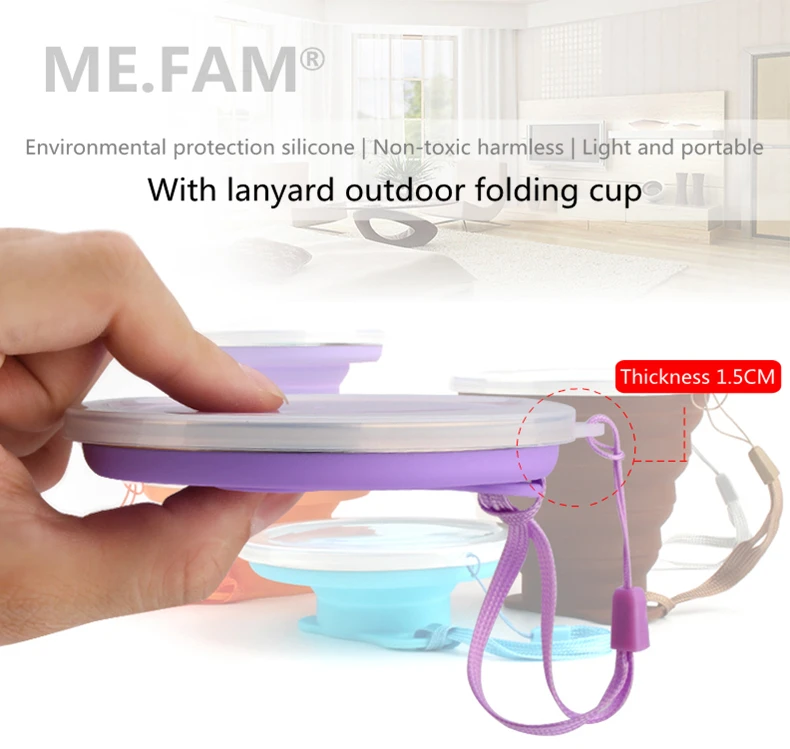 Folding Cup 270ml Outdoor Folding Coffee Cup Travel Mini Coffee Cups With LanyardLid Retractable Travel  Portable Gargle Cup (10)