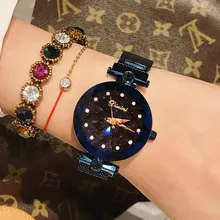 Woman Lady Wrist Watches Luxury Brand Crystal Starry sky Fashion Women Clock Female Quartz Ladies Magnet Watch Relogio Feminino